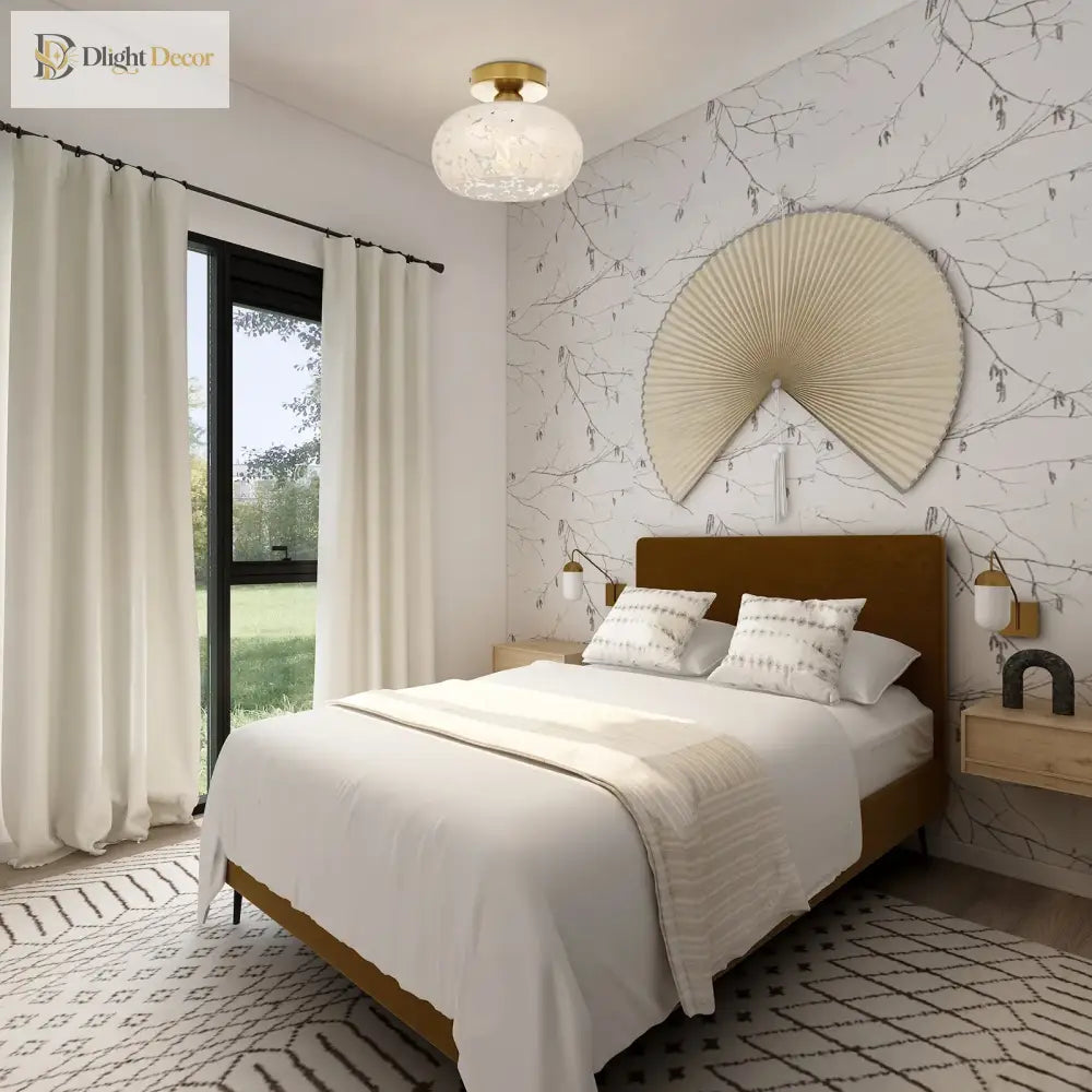 Led Glass Ceiling Lamp Bedroom Living Room Light Moire Pattern Lamps Ac 90 - 260V Indoor Lighting