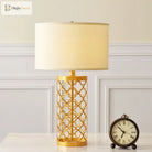 American Golden Wrought Iron Hollow Pattern Table Lamp - Luxury Bedside Led Desk Lighting