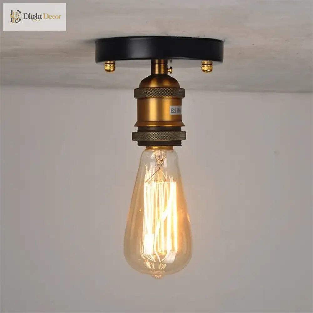 Vintage Industrial Glass And Copper Led Ceiling Light - Stylish Illumination For Aisle Corridor