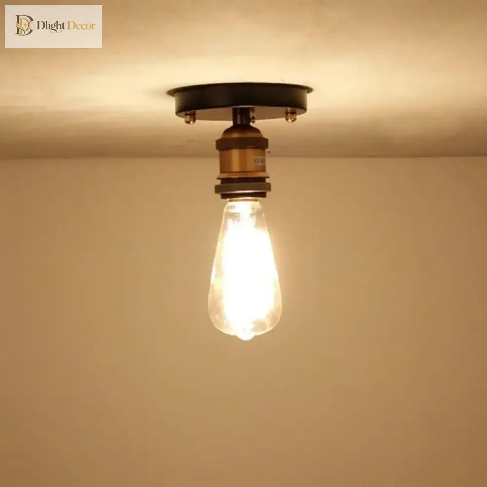 Vintage Industrial Glass And Copper Led Ceiling Light - Stylish Illumination For Aisle Corridor