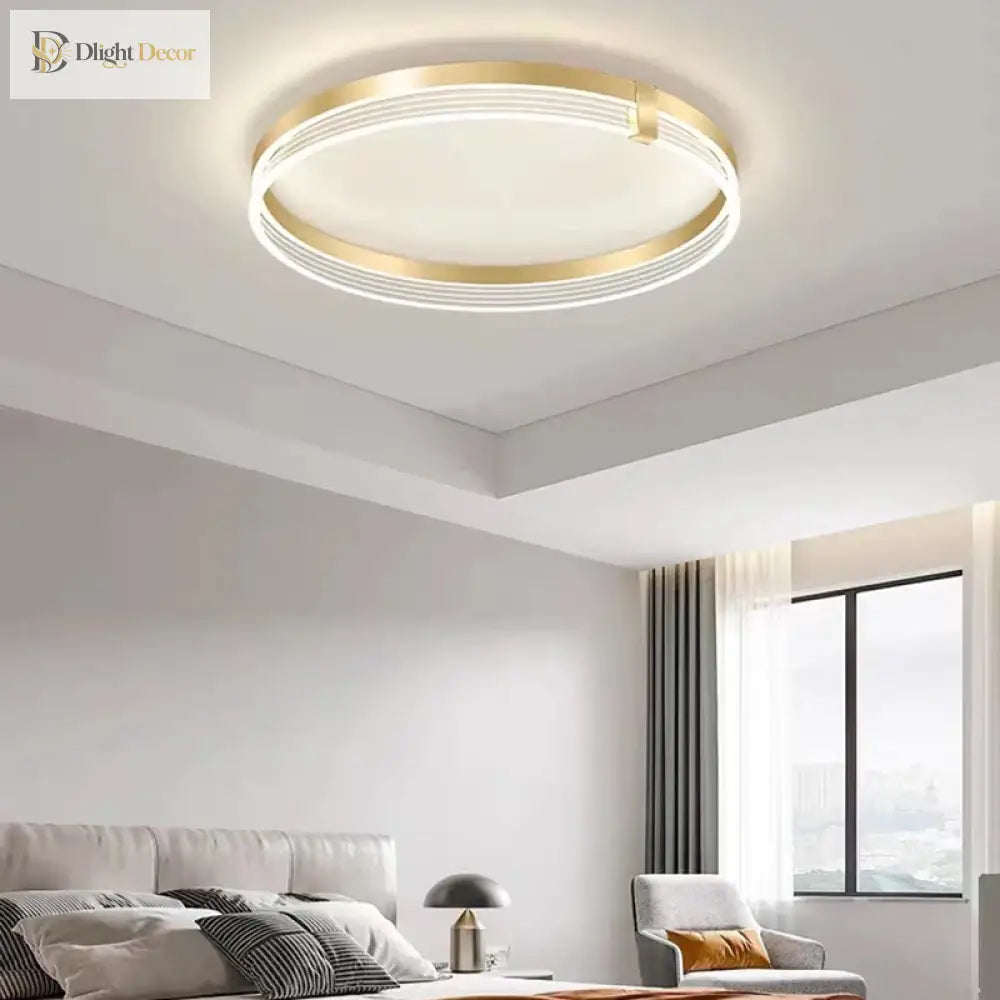 Modern Minimalist Led Bedroom Ceiling Lamp - Round Lights With Remote Control For Home Indoor