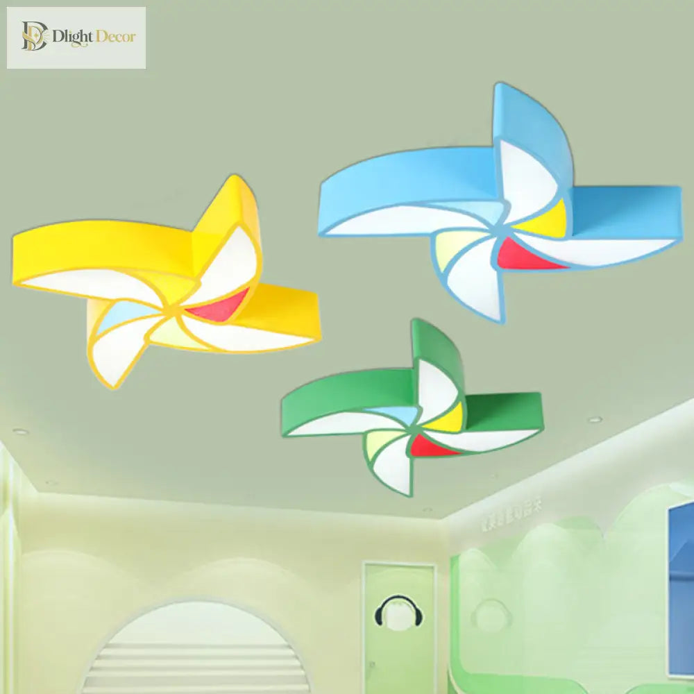 Léa’s Minimalist Led Nursery Ceiling Light - Pinwheel Shade Acrylic Flush Mount
