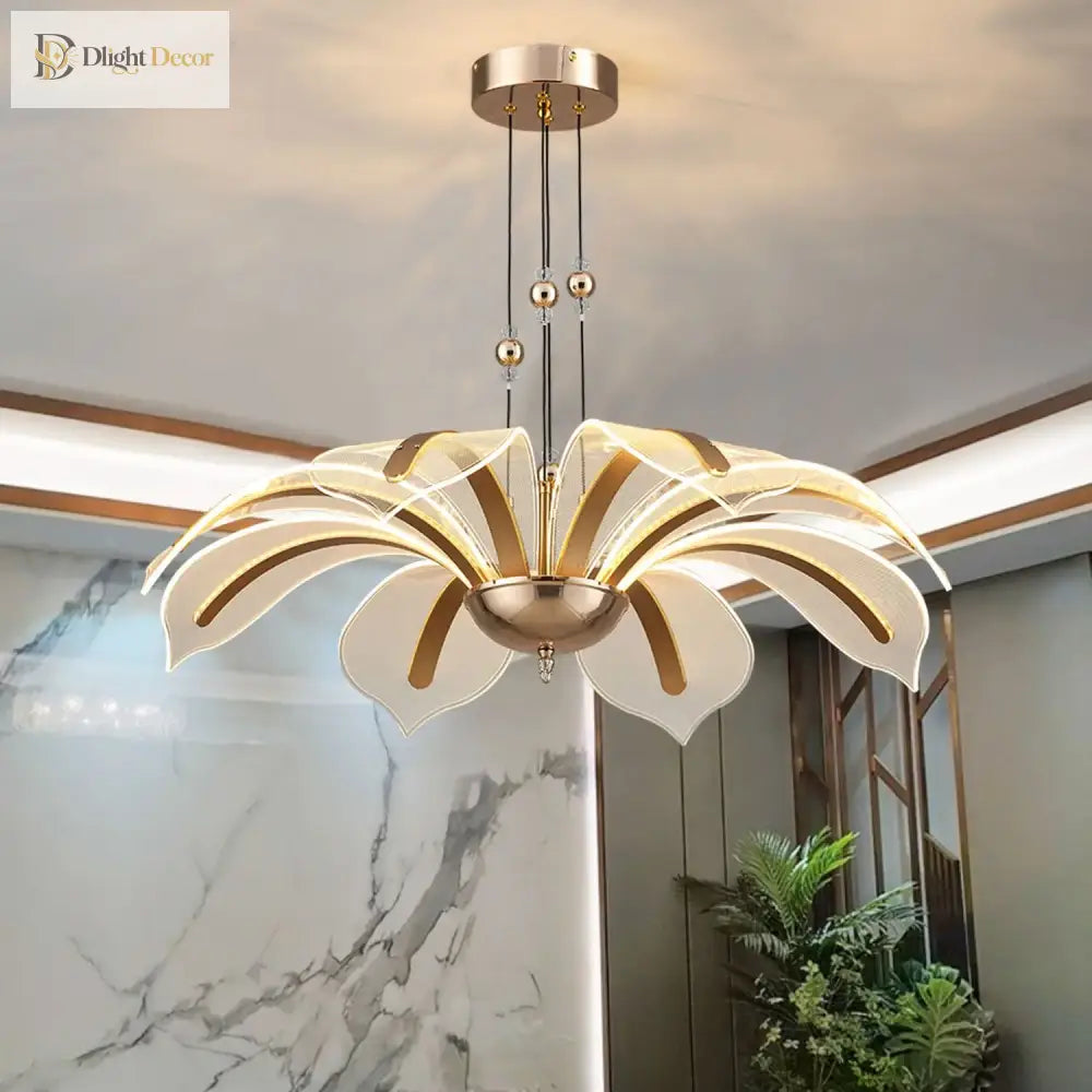Modern Led Night Primrose Petals Ceiling Chandelier - Minimalist Elegance For Living Dining And