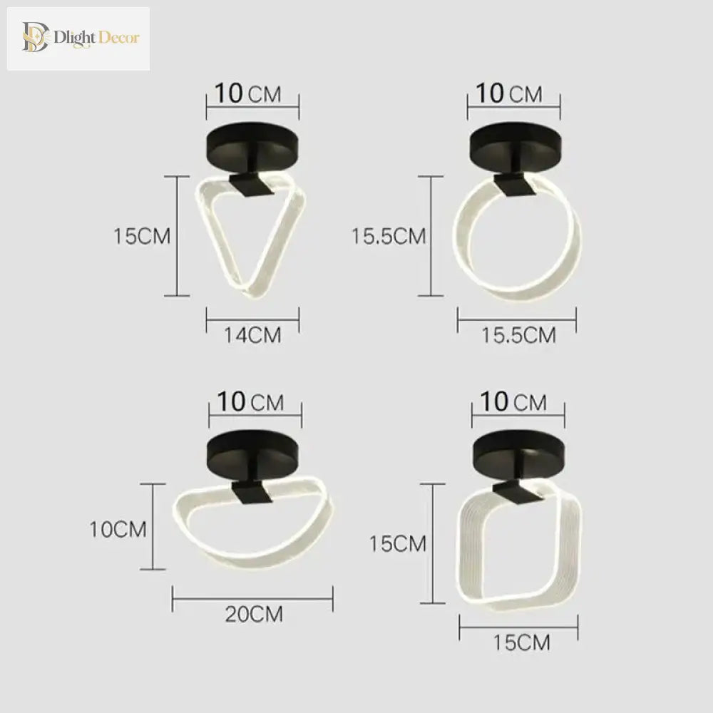 Modern Led Ceiling Light - Acrylic Geometry Linear Decoration Lamp In Black And Gold For Bedroom