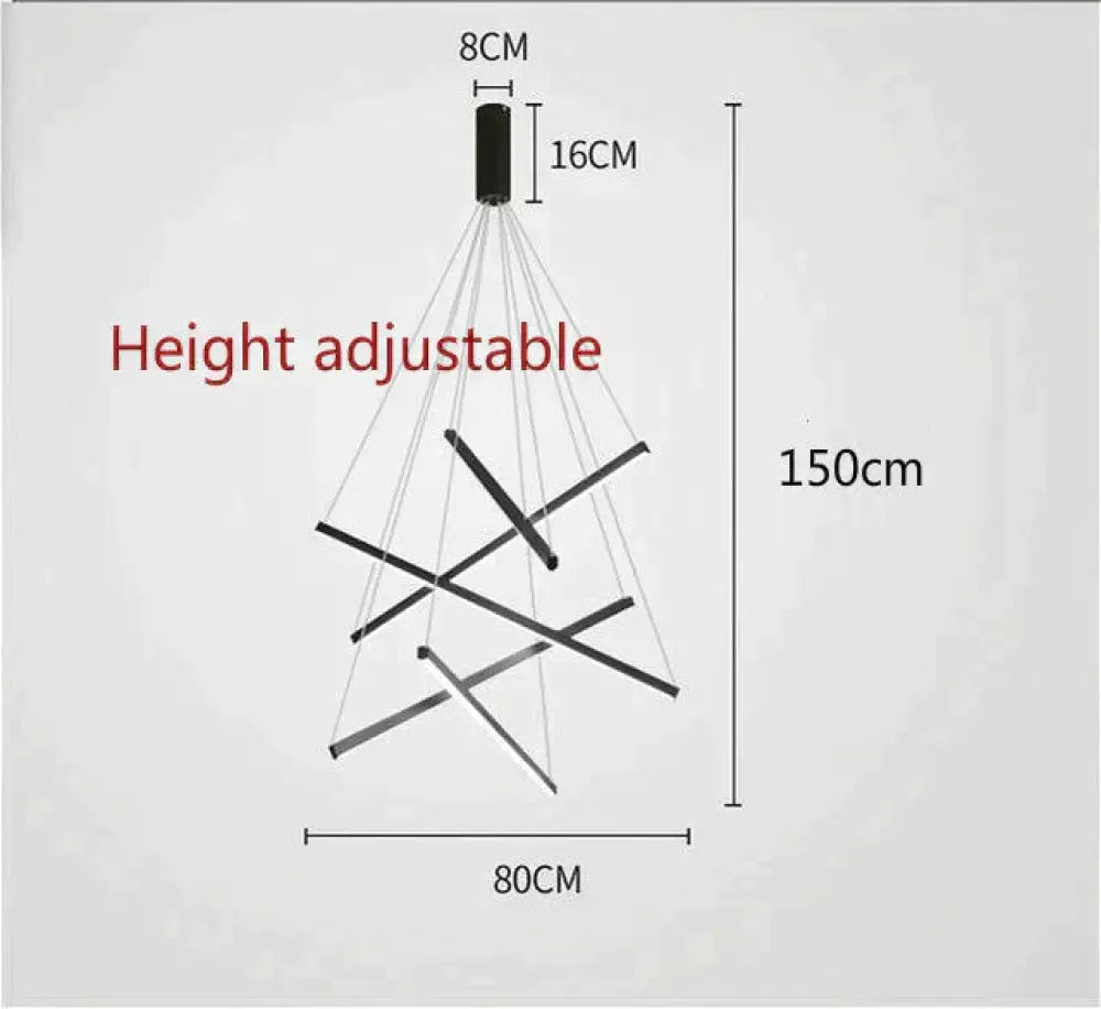 Modern Black LED Staircase Chandelier – configuration option 11