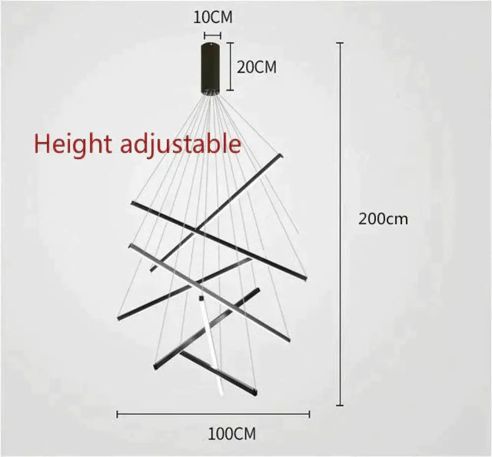 Modern Black LED Staircase Chandelier – configuration option 12