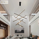 Modern Black LED Staircase Chandelier – configuration option 8