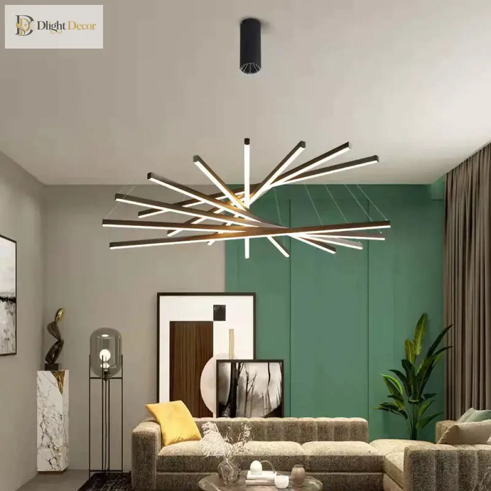 Modern Black LED Staircase Chandelier – configuration option 9