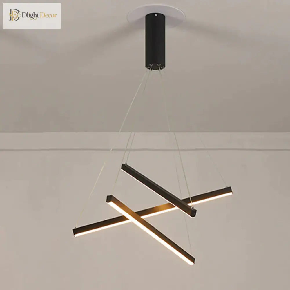Modern Black LED Staircase Chandelier – product view 6