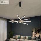 Modern Black LED Staircase Chandelier – configuration option 7