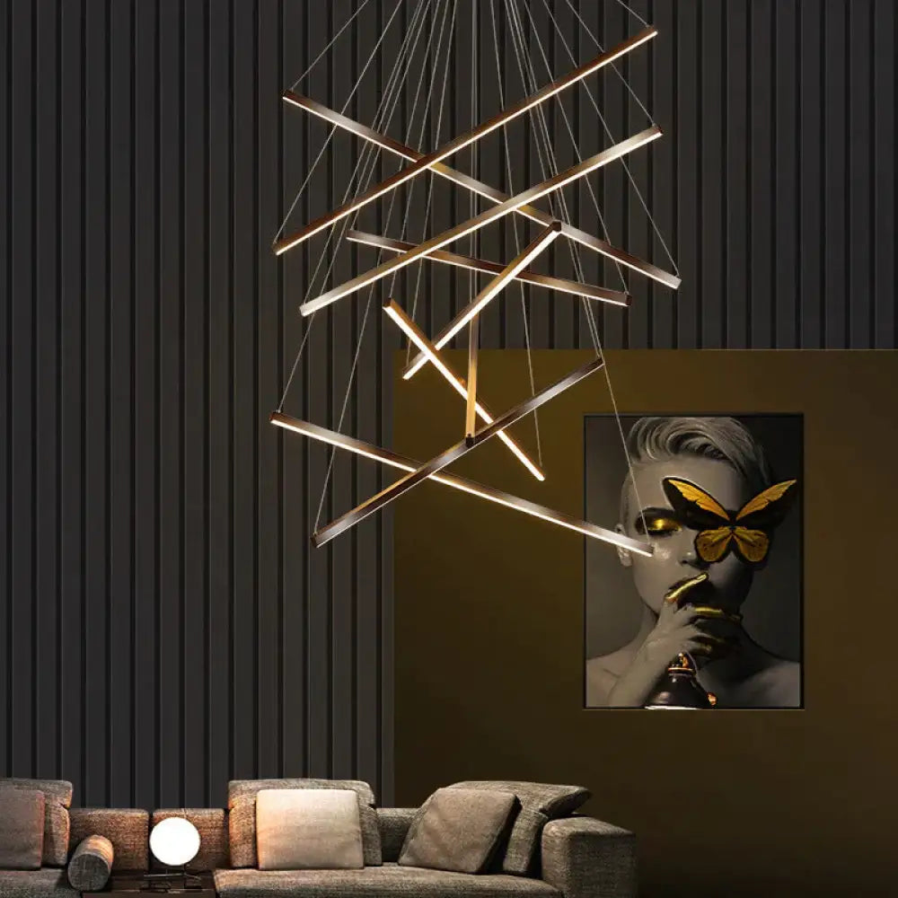 Modern Black LED Staircase Chandelier – product view 1