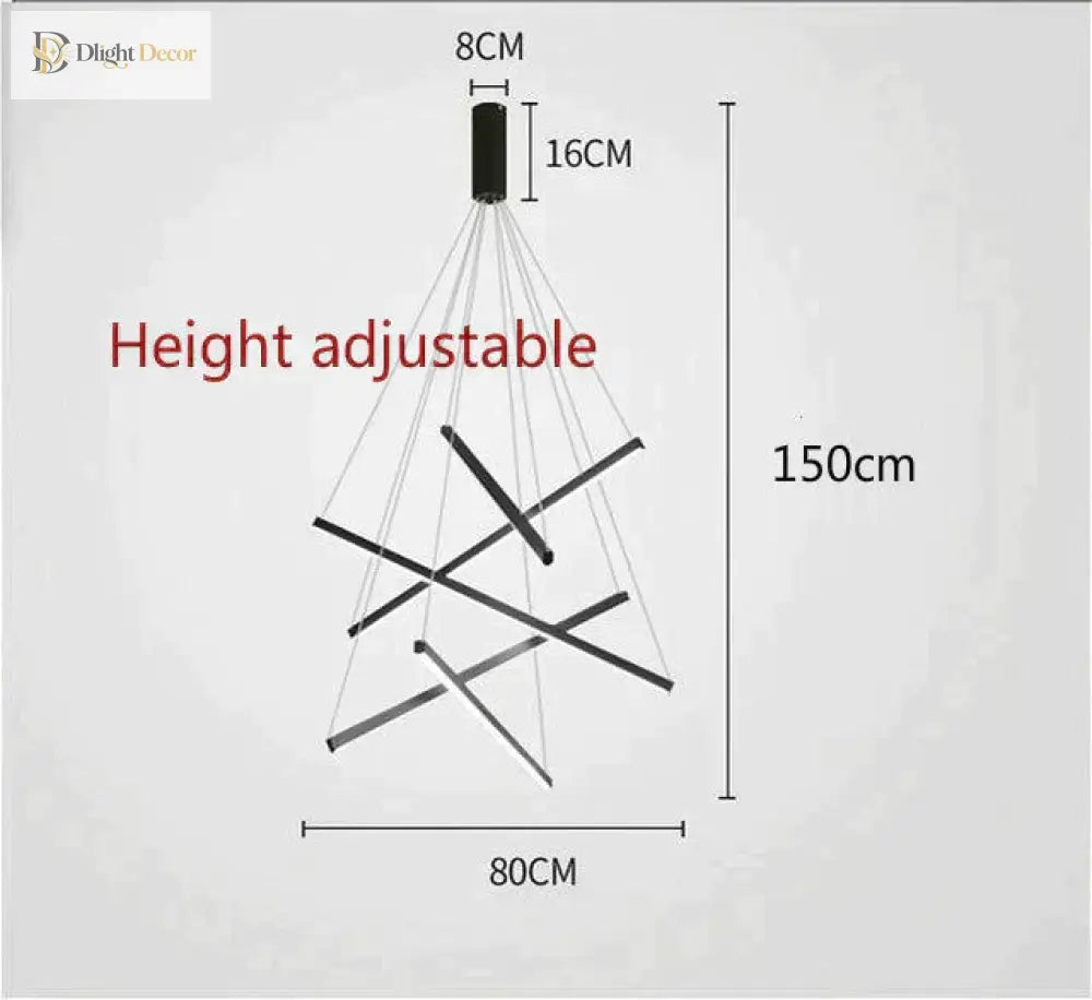 Modern Black LED Staircase Chandelier – configuration option 15