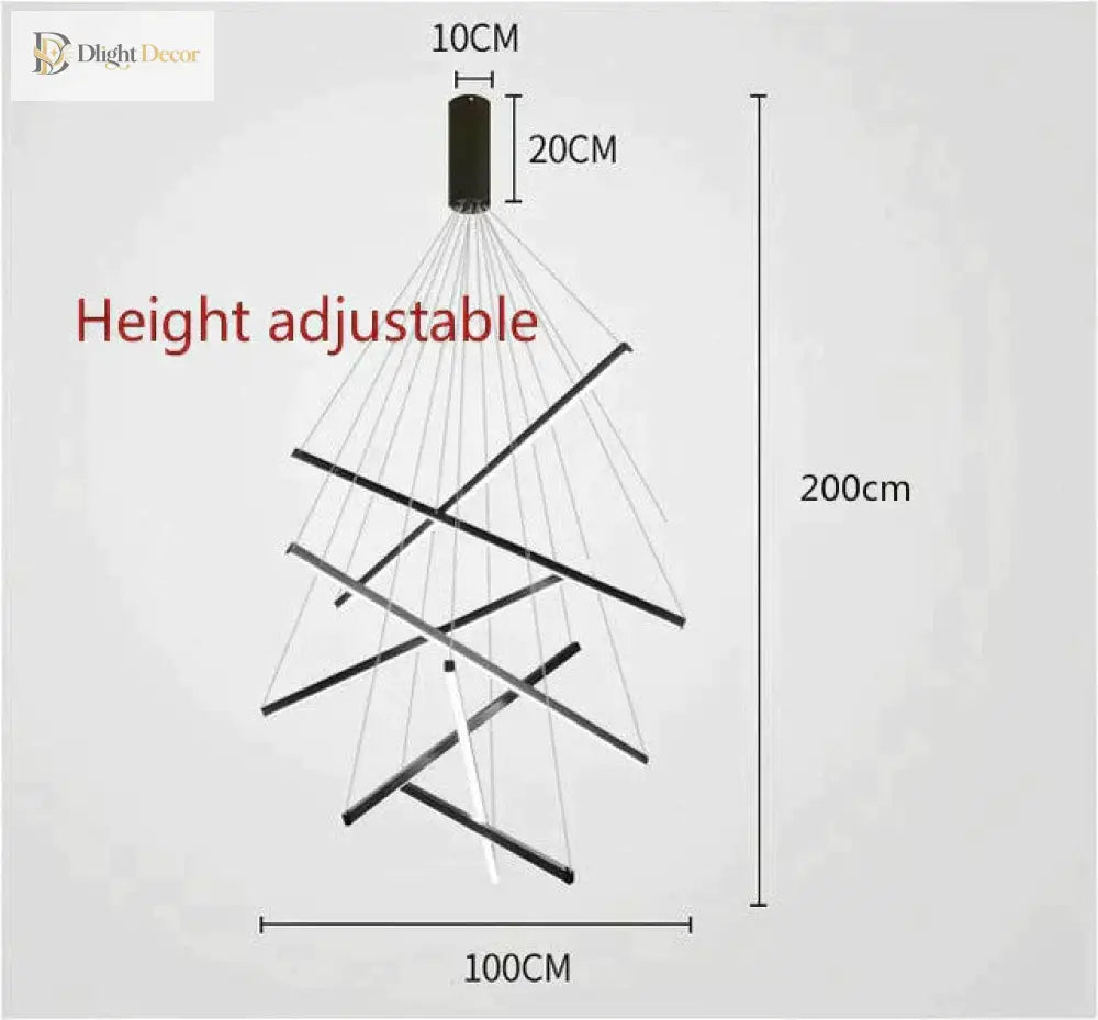 Modern Black LED Staircase Chandelier – configuration option 16