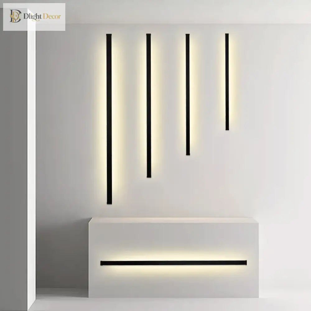 Modern Black Led Wall Lamp - Perfect For Dining Room Living Decoration Long Strip Lights Staircase