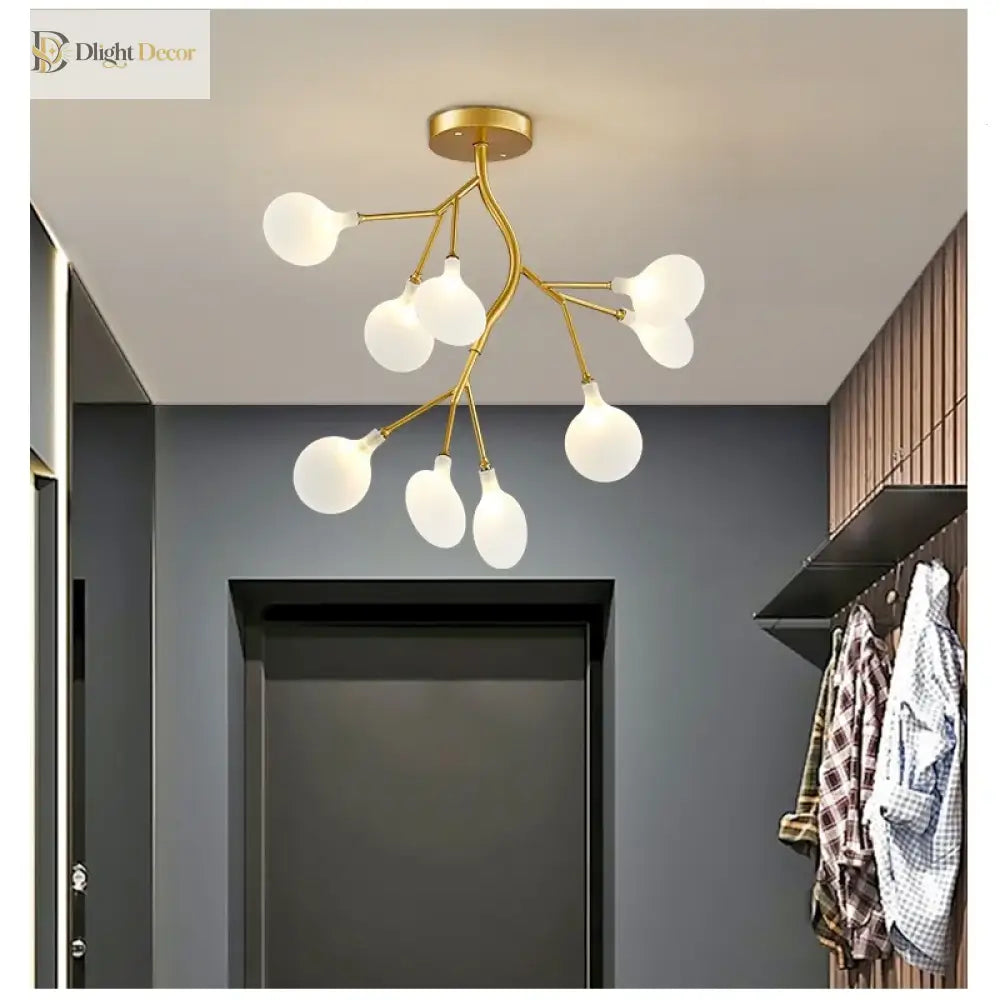 Modern Led Firefly Ceiling Chandelier - Contemporary Tree Branch Pendant Hanging Lamp With G4 Bulbs