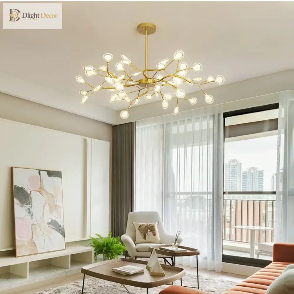Modern Led Firefly Ceiling Chandelier - Contemporary Tree Branch Pendant Hanging Lamp With G4 Bulbs