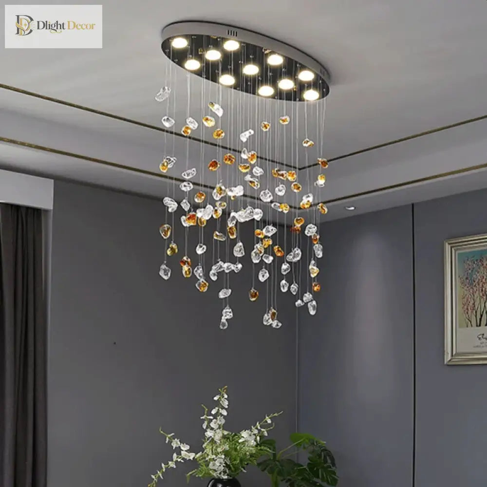 Modern Crystal Stone Chandelier - Led Home Decor Lighting Fixture With Creative Design Colorful