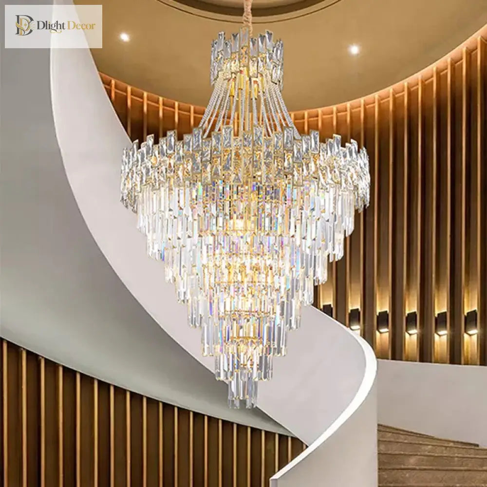 Modern Luxury Glass Crystal Chandelier - Hotel - Grade Decorative Lighting With Led Dimming
