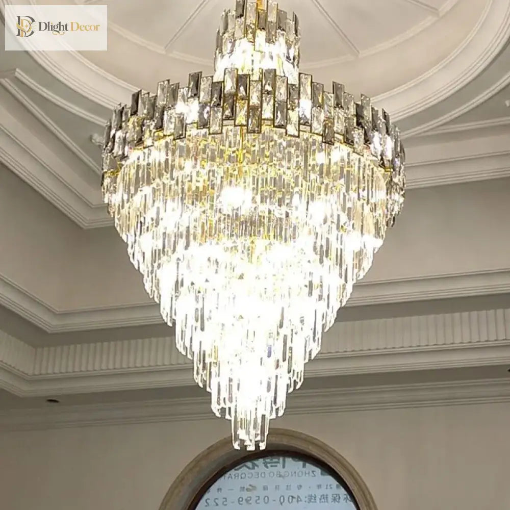 Modern Luxury Glass Crystal Chandelier - Hotel - Grade Decorative Lighting With Led Dimming