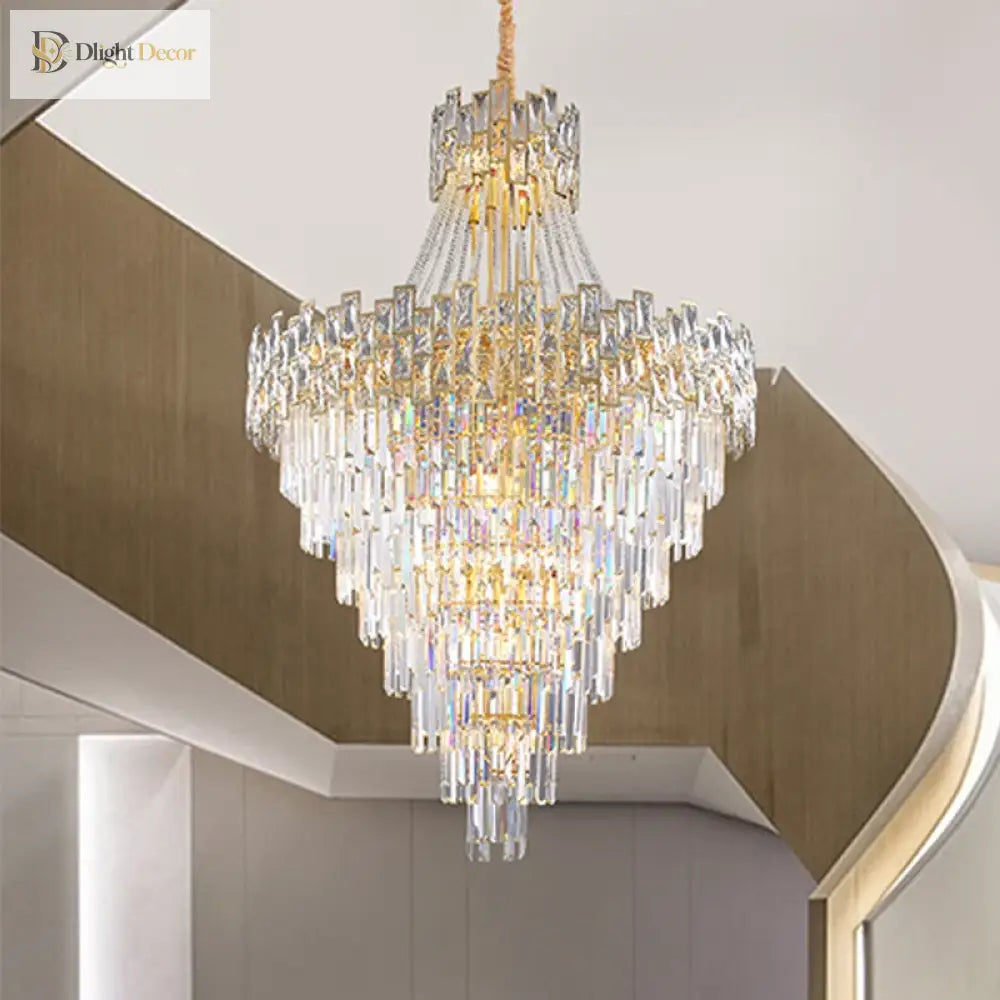 Modern Luxury Glass Crystal Chandelier - Hotel - Grade Decorative Lighting With Led Dimming