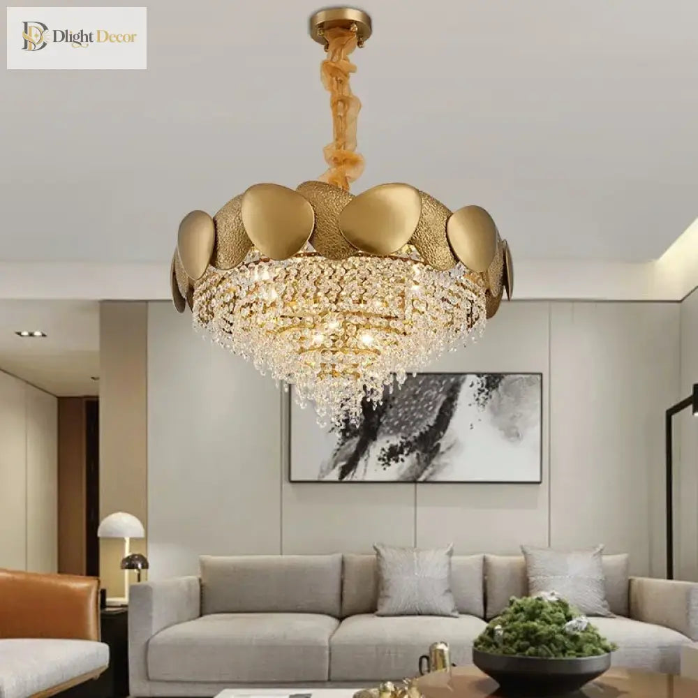 Led Tassels Crystal Chandelier - Modern Stainless Steel Gold Long/Round Pendant Light Chandelier