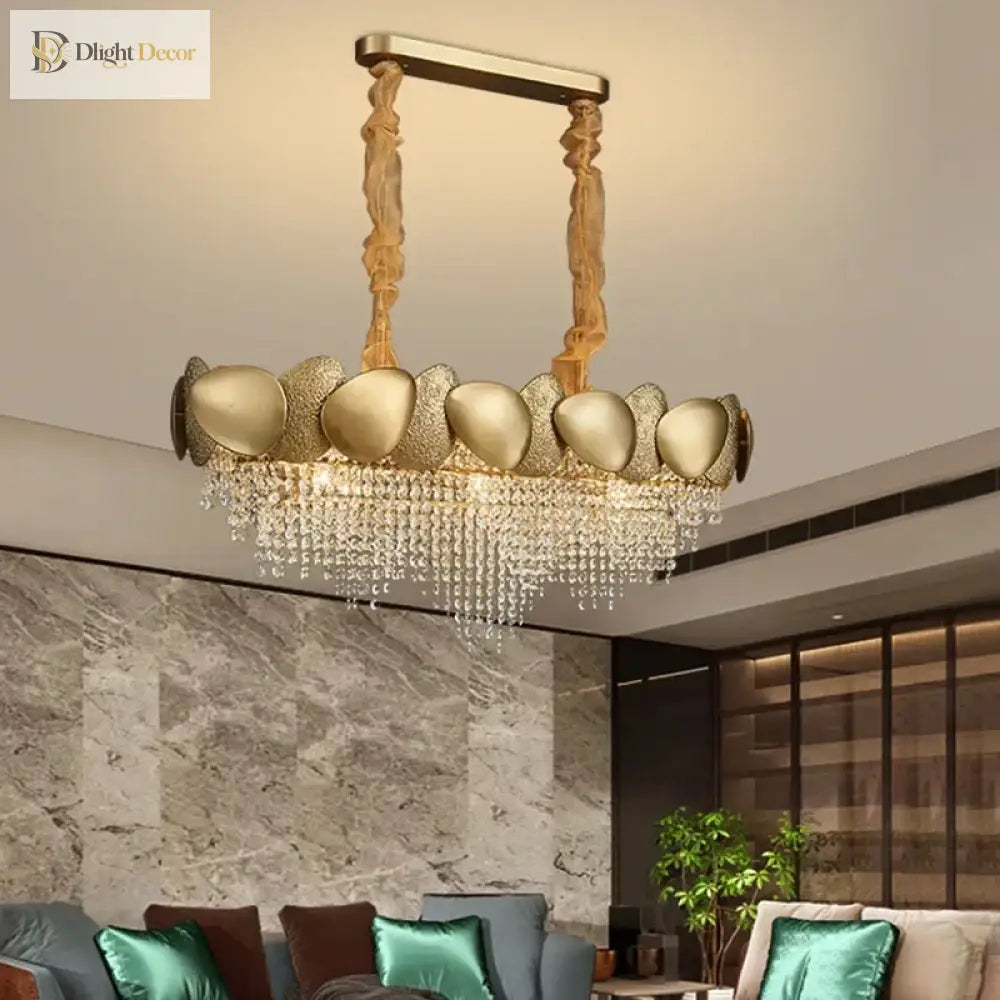 Led Tassels Crystal Chandelier - Modern Stainless Steel Gold Long/Round Pendant Light Chandelier