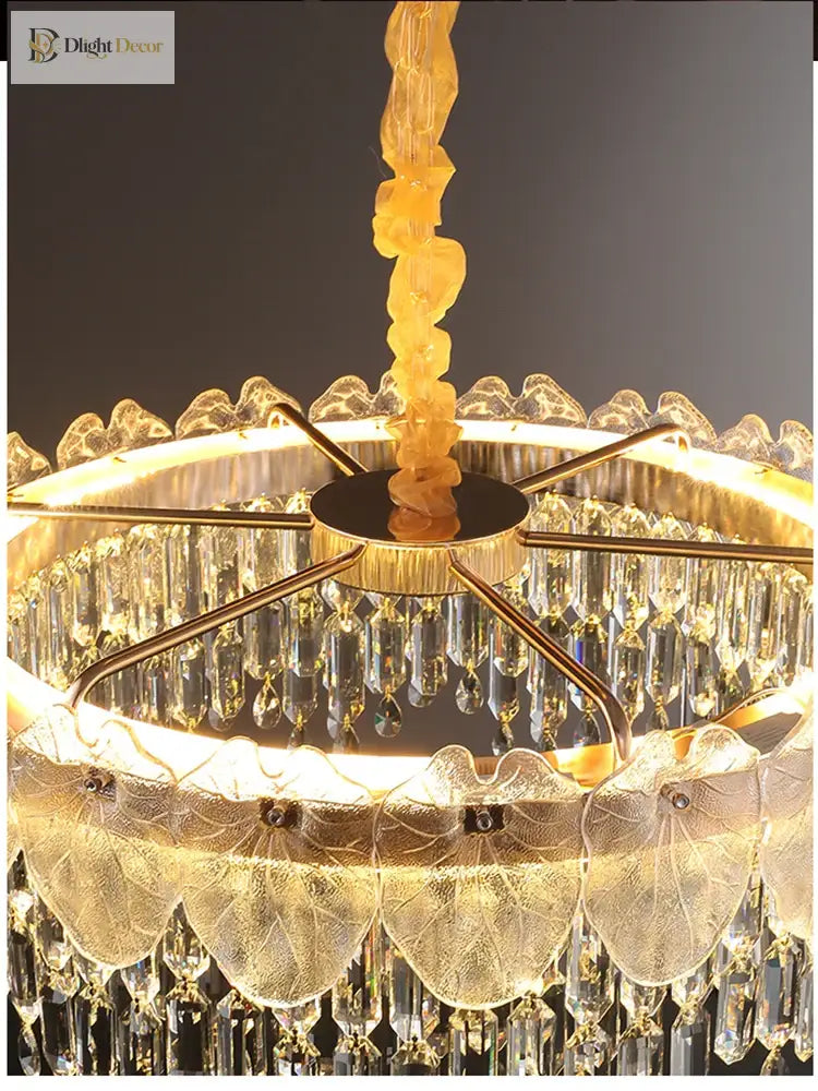 New Modern Led Pendant Lamp - Gold Luxury Round Crystal Ceiling Chandelier For Living Rooms