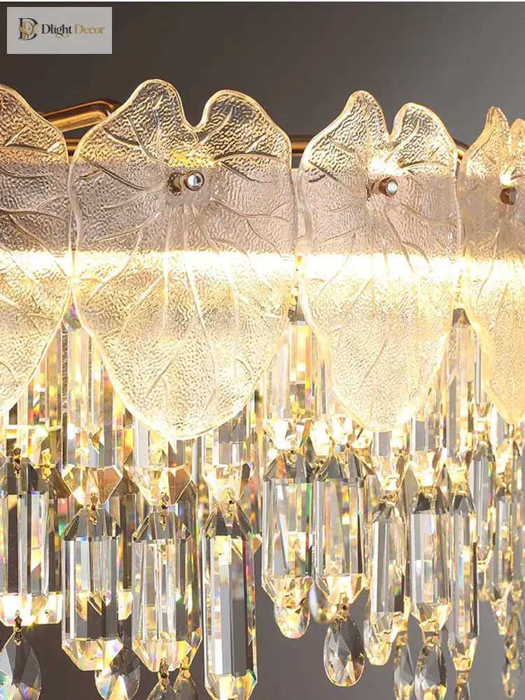 New Modern Led Pendant Lamp - Gold Luxury Round Crystal Ceiling Chandelier For Living Rooms