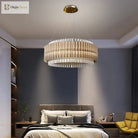 Luxury Led Chandelier For Living Room - Modern Round Glass Hanging Lamp In Gold Chandelier