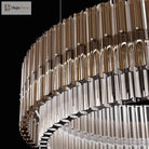 Luxury Led Chandelier For Living Room - Modern Round Glass Hanging Lamp In Gold Chandelier
