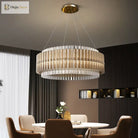 Luxury Led Chandelier For Living Room - Modern Round Glass Hanging Lamp In Gold Chandelier