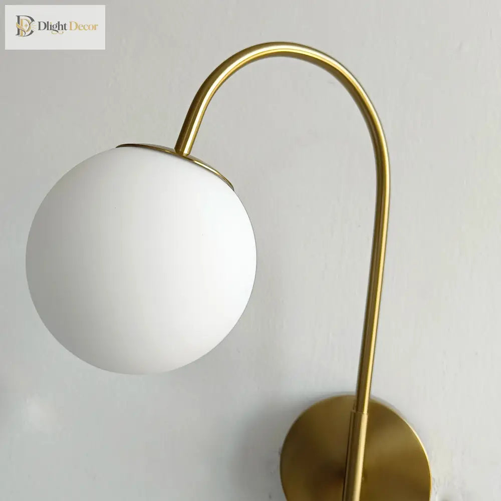 Modern Gold Wall Lamp - Stylish Sconce With Bean Glass Ball Design Led Round Light For Foyer