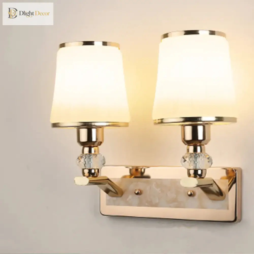 Modern Led Wall Lamp With Glass Lampshade - Stylish Sconces For Hotel Bedroom Living Room Stairs