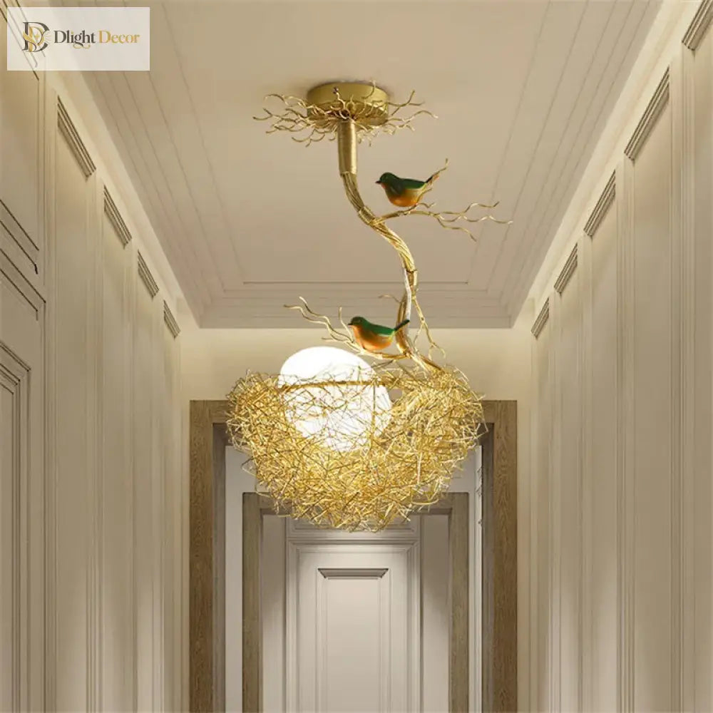 Modern Led Gold Bird’s Nest Chandeliers - Illuminate Your Living Dining And Kitchen Spaces With