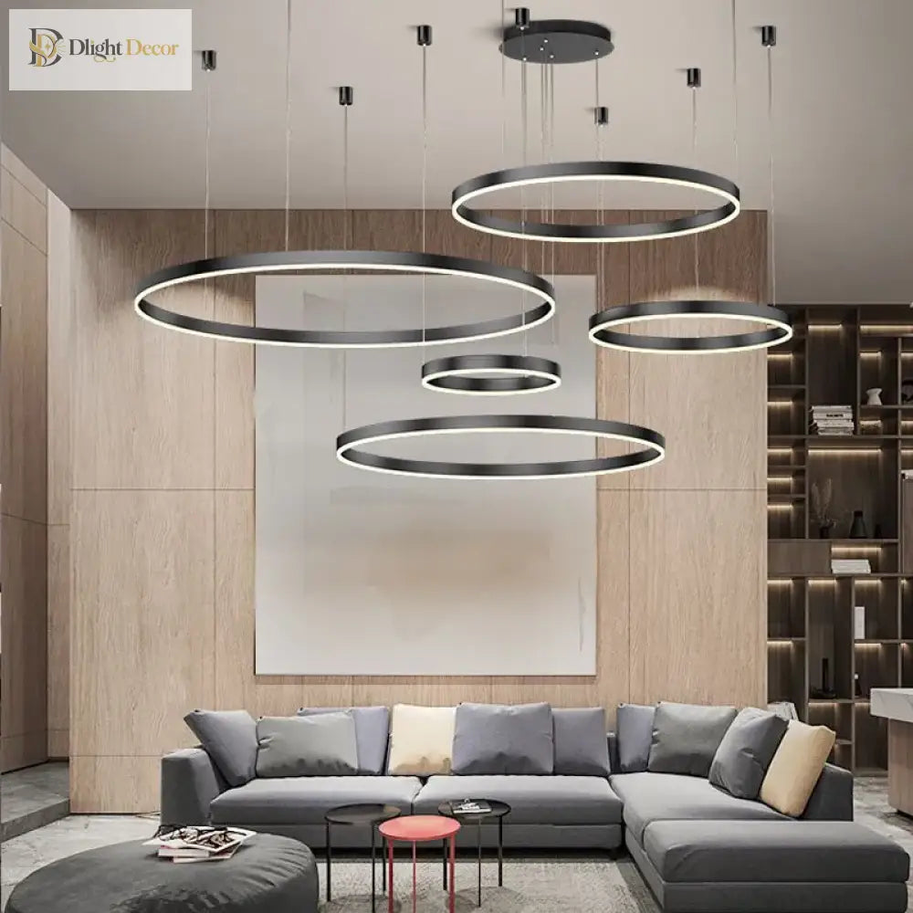 Modern Led Home Decor Chandelier Ring Light - Circular Fixtures For Living Ceiling Pendant Lamp In