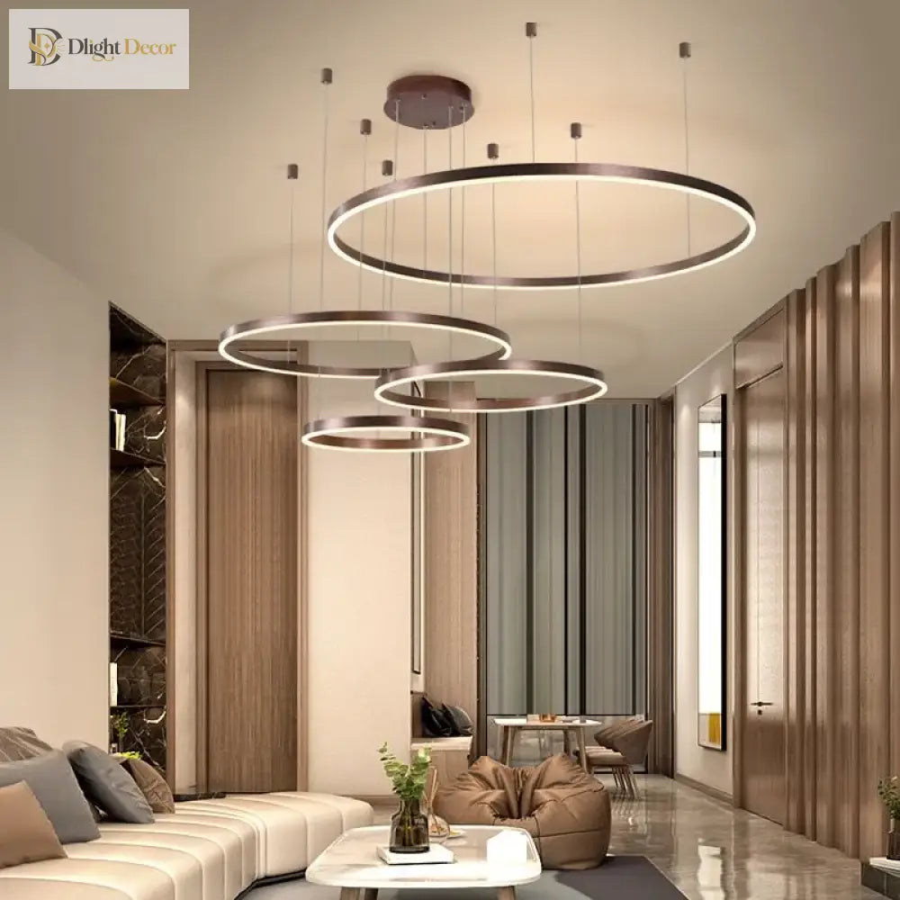 Modern Led Home Decor Chandelier Ring Light - Circular Fixtures For Living Ceiling Pendant Lamp In