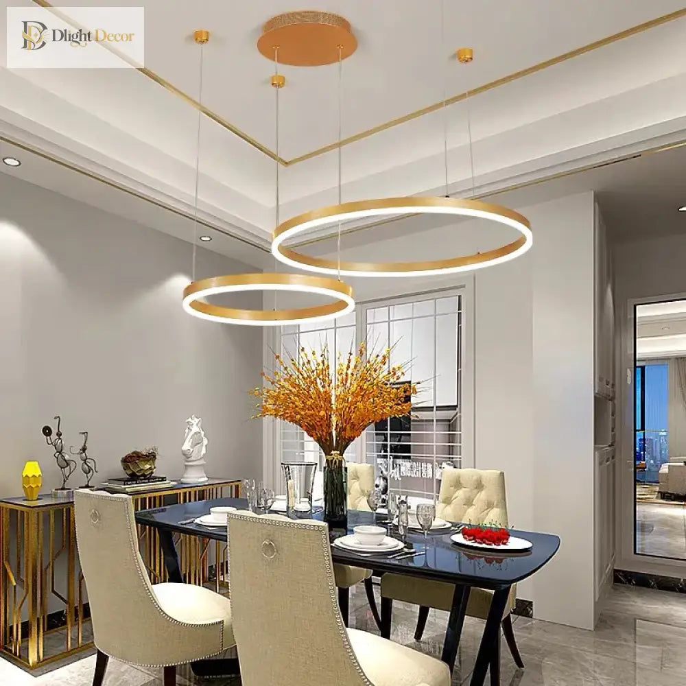 Modern Led Home Decor Chandelier Ring Light - Circular Fixtures For Living Ceiling Pendant Lamp In
