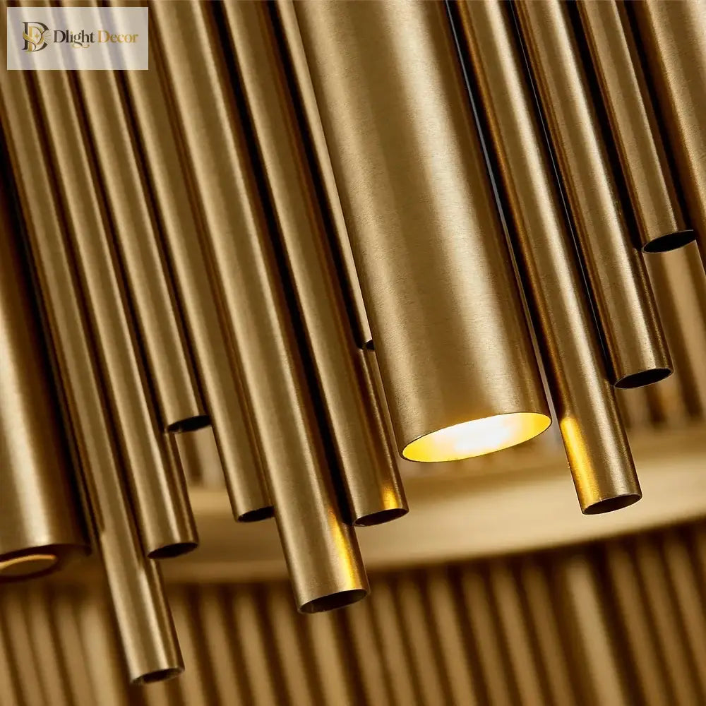 Luxury Gold Led Chandelier For Living Room - Round Hanging Lamp With Modern Creative Design