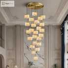 Modern Natural Marble Led Living Room Chandeliers - Elegant Lighting Fixtures For Staircases Lofts