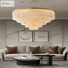 Modern Natural Marble Led Living Room Chandeliers - Elegant Lighting Fixtures For Staircases Lofts