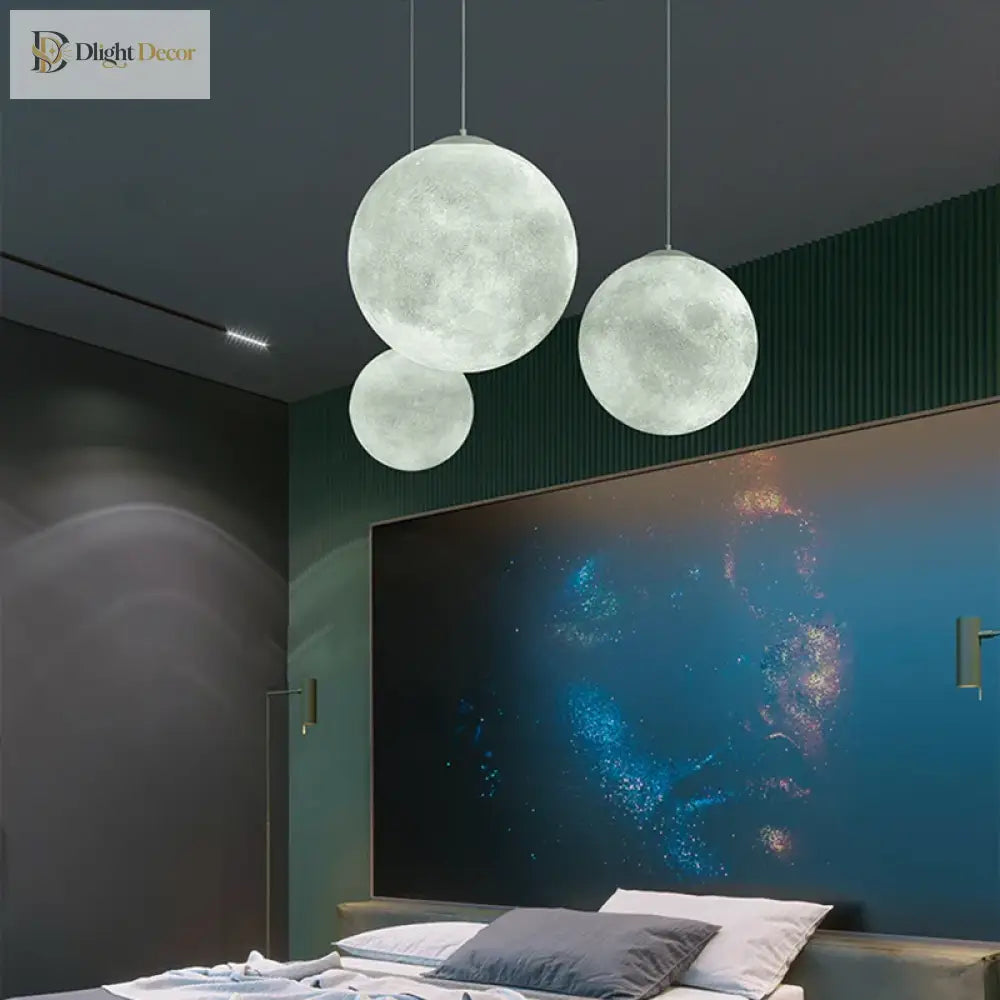 Modern Wabi - Sabi Frp Moon Led Pendant Lights - Unique Decor Chandelier For Living And Dining