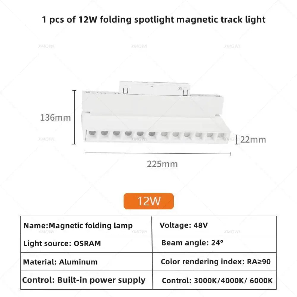 Modern Magnetic Track Lights - Embedded LED Spotlight Downlight 1 pcs 12W Spotlight / Warm light 3000K ceiling light