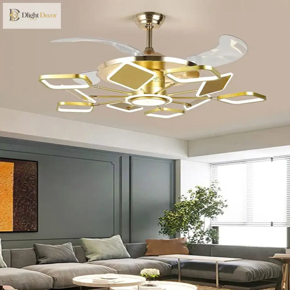 Nordic Ceiling Fans With Led Light - Remote Control Silent Retractable Blades Lamp For Home Fan