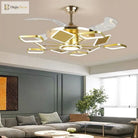 Nordic Ceiling Fans With Led Light - Remote Control Silent Retractable Blades Lamp For Home Fan