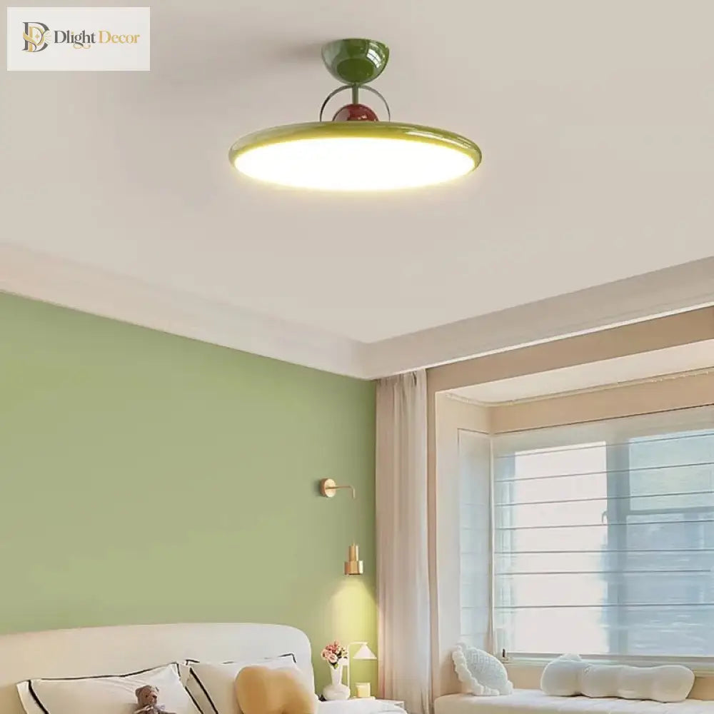 Nordic Led Ceiling Light - Cream Iron Flying Saucer Lamp For Living Room Bedroom Study And Hallway