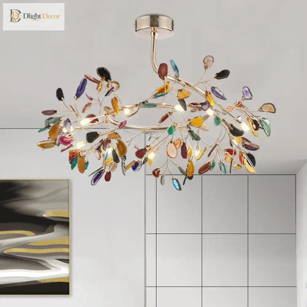 Nordic Colorful Agate Led Ceiling Chandeliers - Illuminate Your Living Dining And Bedroom With