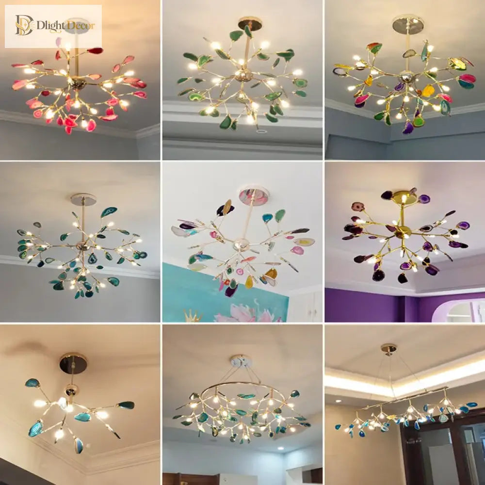 Nordic Colorful Agate Led Ceiling Chandeliers - Illuminate Your Living Dining And Bedroom With