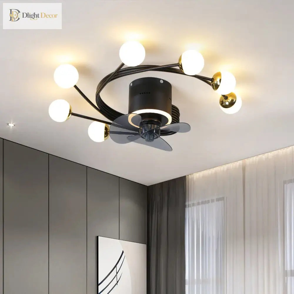Nordic Art Chandelier Ceiling Fan Without Blades Bedroom Lamp Fans With Lights Decorative Led Lamps