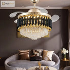 Luxury Crystal Ceiling Fan Chandelier With 110/120Cm Blades For Living Room Restaurant Decor Nordic