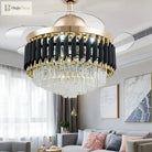 Luxury Crystal Ceiling Fan Chandelier With 110/120Cm Blades For Living Room Restaurant Decor Nordic
